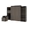 Bestar Orion 124W Queen Murphy Bed with Shelving and Fold-Out Desk (125W), Bark Gray & Graphite 116876-000047 - alternate 1